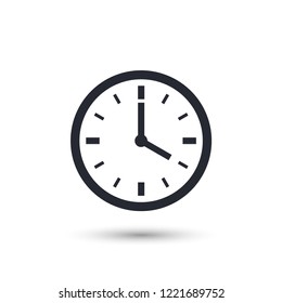 Clock icon design on a light background in flat style. Office clock icon, Time icon. Four o'clock. Vector illustration, eps10