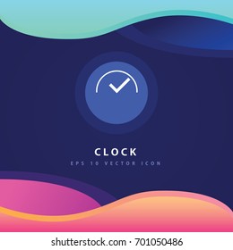 Clock icon design on modern flat background