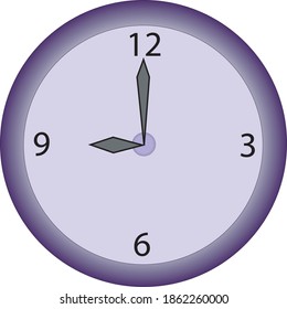 Uhrsymbol-Design. Vektoruhrsymbol mit Farben. 9 Uhr.