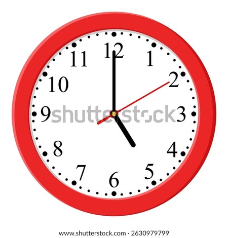 Clock icon design. Vector office clock icon with shadow. five o'clock.