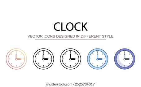 Design de ícone de relógio com ilustração de estoque de fundo branco