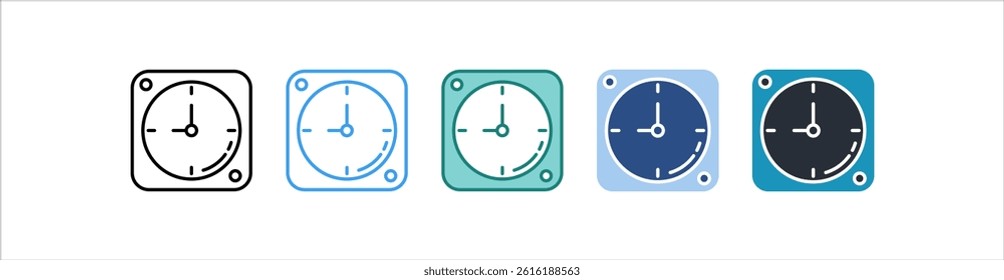 Clock Icon In Different Style Vector