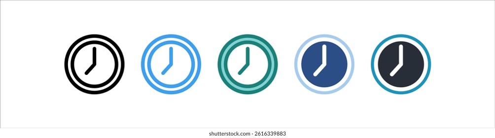 Clock Icon In Different Style Vector