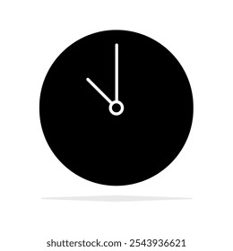 Clock icon displays the time at 11 o'clock in a flat red design on a white background. Vector illustration of a timer. Clock icon vector, symbolizing time and scheduling.