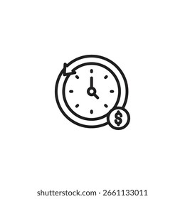 Ein Uhrensymbol mit einem Dollarzeichen, das das Konzept von "Zeit ist Geld" andeutet.