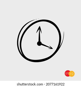 doodle de icono del reloj en fondo gris 
