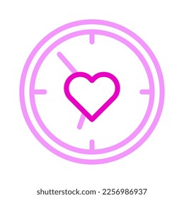 icono de reloj duocolor estilo rosa valentina ilustración elemento vector y símbolo perfecto. Signo de icono de la colección moderna para la web.