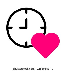 clock icon duotone red black style valentine illustration vector element and symbol perfect. Icon sign from modern collection for web.