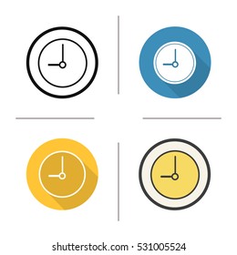 Clock icon. Flat design, linear and color styles. Time. Isolated vector illustrations