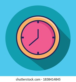 Clock icon in flat illustration.