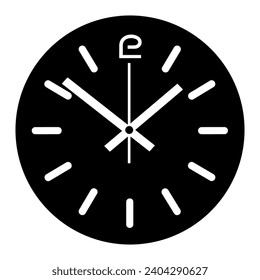 Clock Icon Flat Illustration Vector Silhouette on White Background, Vector analog clock icon.