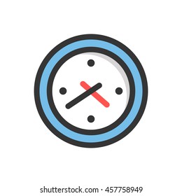 Clock icon. Flat line design vector illustration isolated on white background