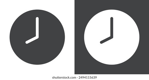 Clock icon Flat set in black and white color outline vector