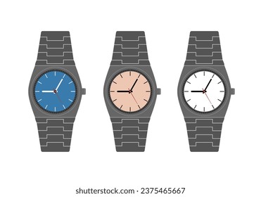 Clock icon in flat style, Business watch. Vector design element