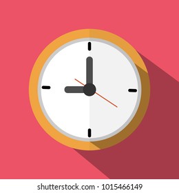 Clock icon in flat style with long shadow. Vector illustration 