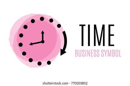 Clock icon in flat style on color of the timer background. Element vector design. Watch the time on the character page for design the web site.vector illustration for advertising.