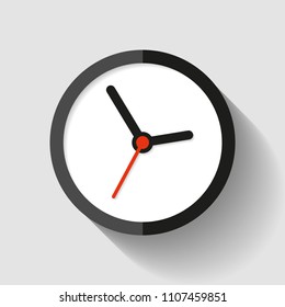 Clock icon in flat style, round timer on light background. Simple business watch. Vector design element for you project