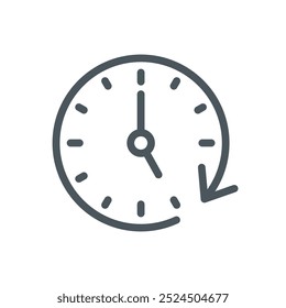 Clock icon in flat style. Round watch vector illustration on isolated background. Timer sign business concept.
