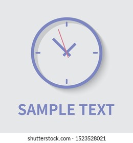 Clock icon in flat style - timer on gray background. Vector design element 