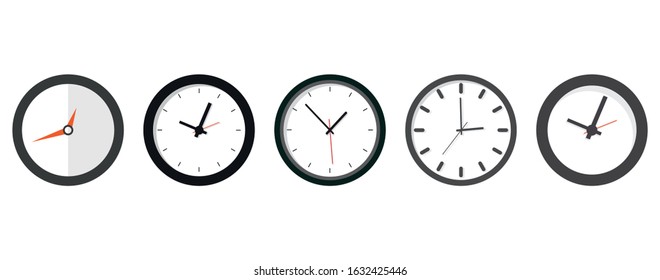 Clock icon in flat style, timer on a white background. Business hours. Vector illustration.