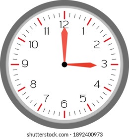 Clock icon in flat style, timer isolated 
 on white background. Clock Time Icon vector flat illustration. Business watch. simple round wall clock. Hour  