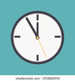 Clock icon in flat style, timer on color background. Vector design element