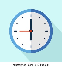 Clock icon in flat style, timer on color background. Vector design element. clock face showing 06-00