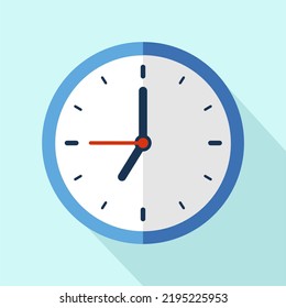 Clock icon in flat style, timer on color background. Vector design element. clock face showing 07-00