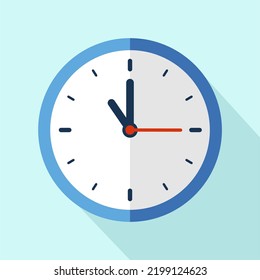 Clock icon in flat style, timer on color background. Vector design element. clock face showing 11:00