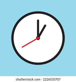 Clock icon in flat style, timer on color background. Vector design element
