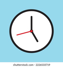 Clock icon in flat style, timer on color background. Vector design element