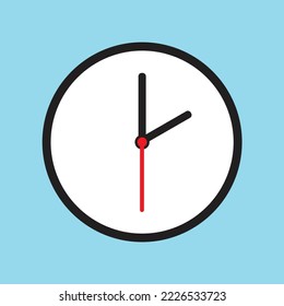 Clock icon in flat style, timer on color background. Vector design element