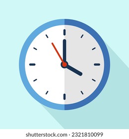 Clock icon in flat style, timer on color background. Vector design element. clock face showing 04-00