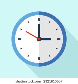 Clock icon in flat style, timer on color background. Vector design element. clock face showing 03-00