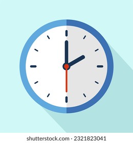 Clock icon in flat style, timer on color background. Vector design element. clock face showing 02:00