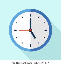 Clock icon in flat style, timer on color background. Vector design element. clock face showing 05:00