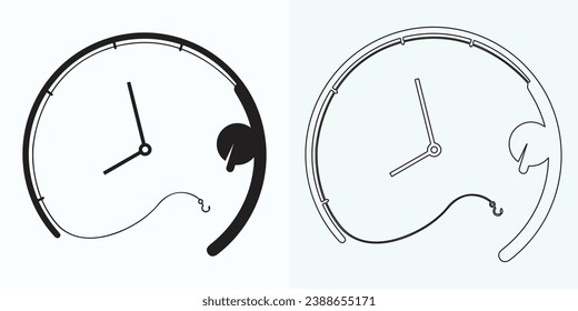 Clock icon in flat style, timer on color background. Vector design element