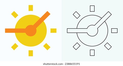Icono de reloj en estilo plano, temporizador en fondo de color. Elemento de diseño del vector