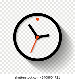 Clock icon in flat style, timer on transparent background. Business watch. Vector design element for you project
