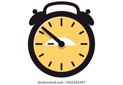 Clock icon in flat style, timer on color background. Vector Clock design element