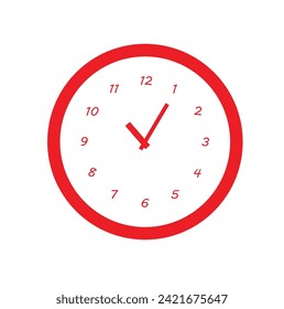 Clock icon in flat style, timer on color background. Vector design element