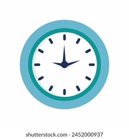 Clock icon in flat style, timer on color background 