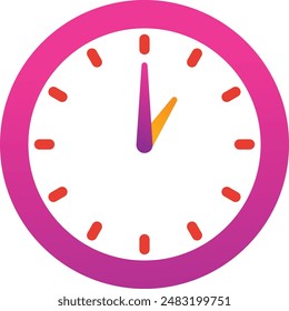 Clock icon in flat style, timer on color background. Vector design element