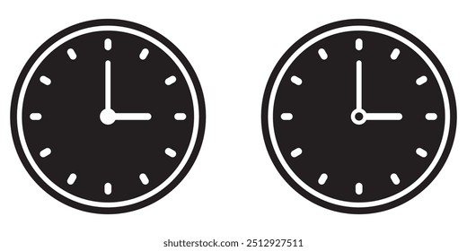 Clock icon in flat style, timer on white background. Business watch. Vector design element for you project.