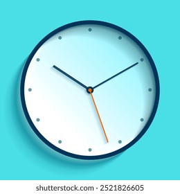 Icono del reloj en estilo plano, temporizador sobre fondo azul. Líneas finas. Reloj de negocios. Elemento de diseño de Vector para su proyecto