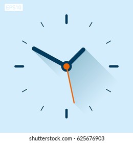 Clock icon in flat style, timer on color background. Vector design element 