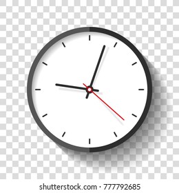 Clock icon in flat style, timer on transparent background. Business watch. Vector design element for you project
