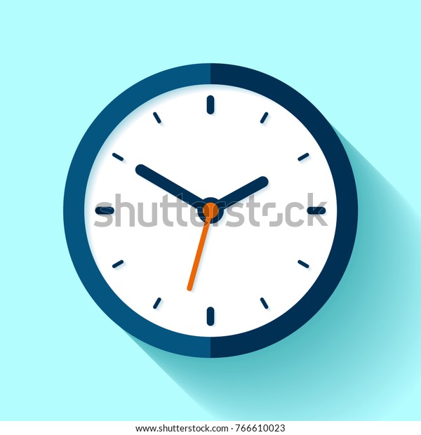 Clock icon in flat\
style, timer on blue background. Business watch. Vector design\
element for you project