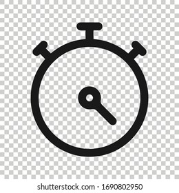 Clock icon in flat style. Watch vector illustration on white isolated background. Timer business concept.