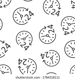 Clock icon in flat style. Watch vector illustration on white isolated background. Timer seamless pattern business concept.